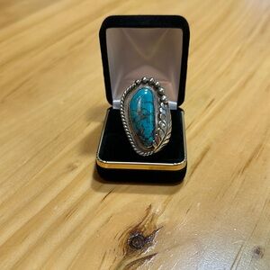 Native American, turquoise and silver ladies ring